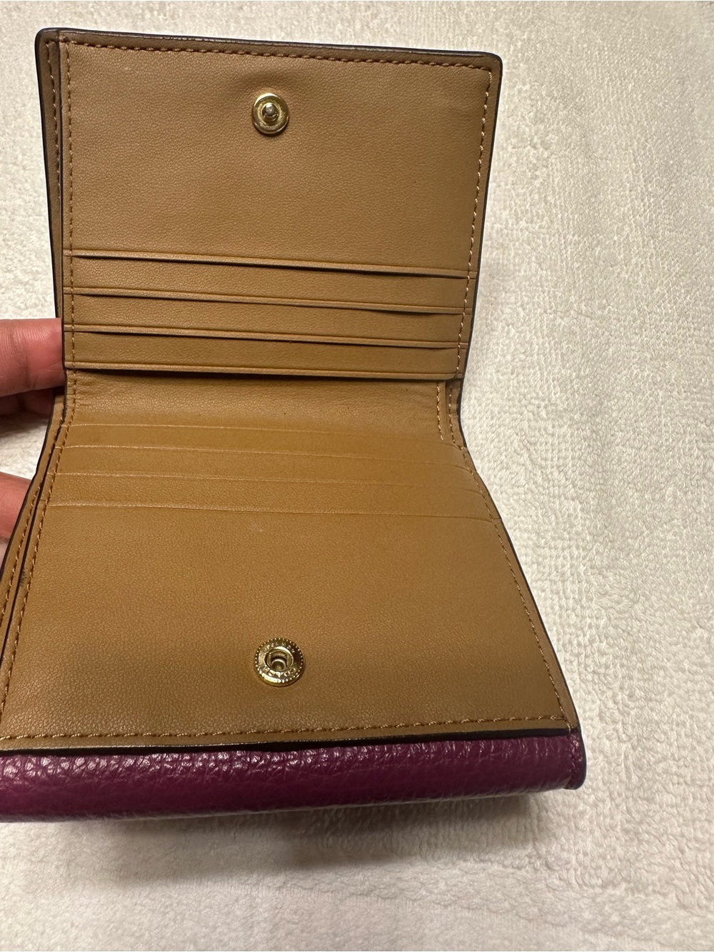 Coach Floral Leather Snap Wallet Plum Burgundy Purple EUC - Picture 6 of 7